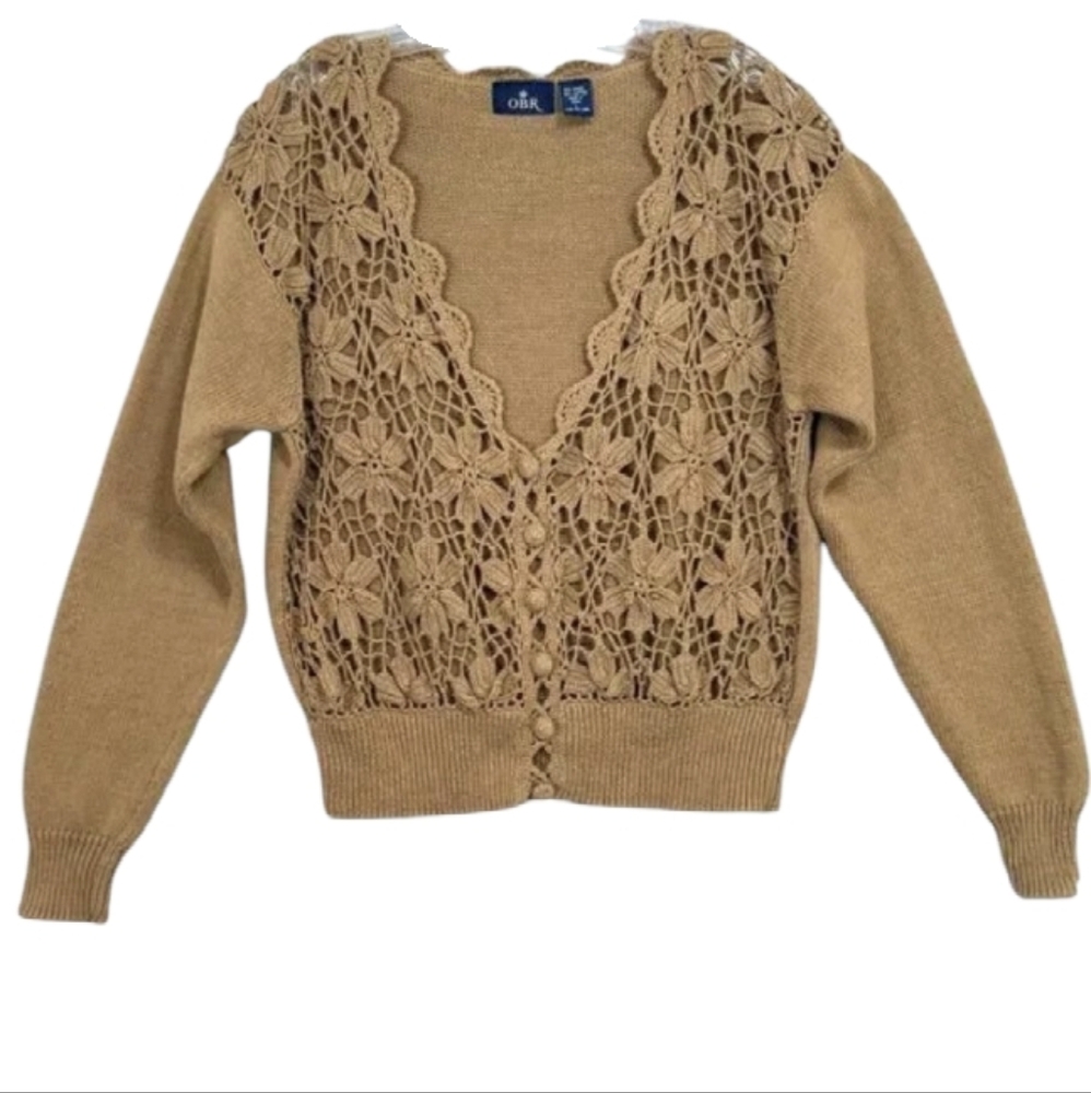 Elegant Tan Crochet Cardigan